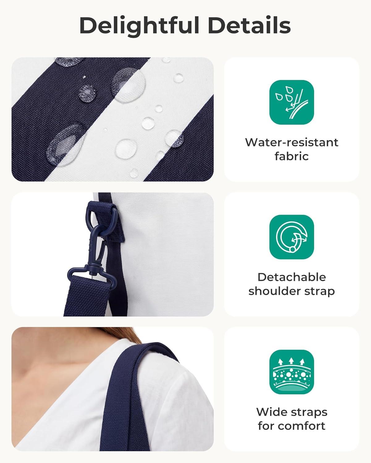 imageBAGSMART Large Beach Bag for Women Oversize Tote Bag for TravelPoolSummer 3Ways to Carry Cruise Essentials Family Picnic Extralarge mom bag Sandproof zip open Womens summer giftsPink Stripe