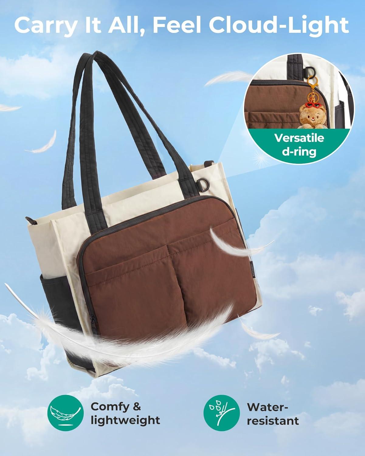 imageBAGSMART Tote Bag for Women Work Puffy Travel Tote Handbag Gift for Teacher amp Nurse Medium13 laptop w 30oz cup holder Large156 laptop w 40oz cup holder For campus work travel everydayFjet Black