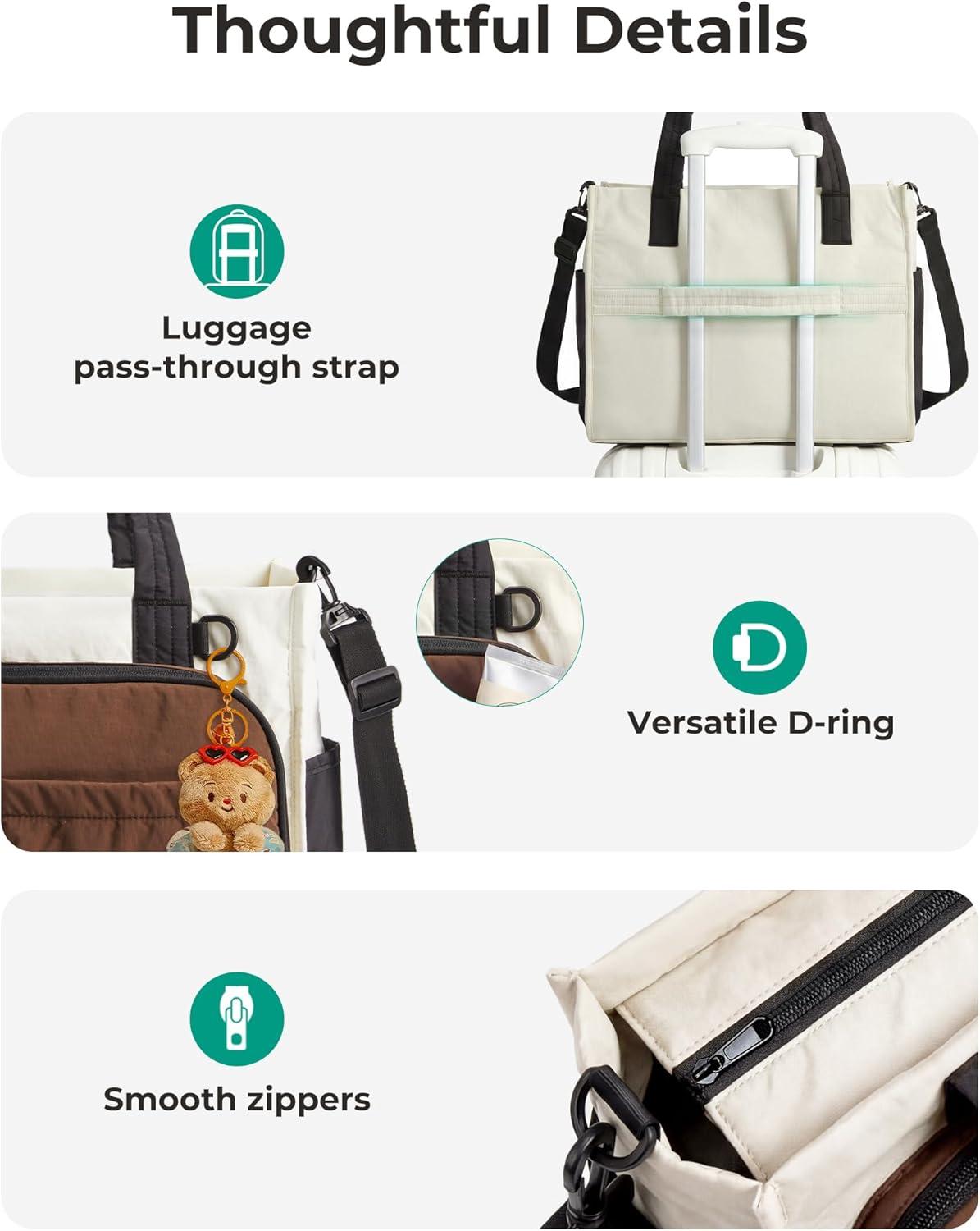 imageBAGSMART Tote Bag for Women Work Puffy Travel Tote Handbag Gift for Teacher amp Nurse Medium13 laptop w 30oz cup holder Large156 laptop w 40oz cup holder For campus work travel everydayHmocha Brown