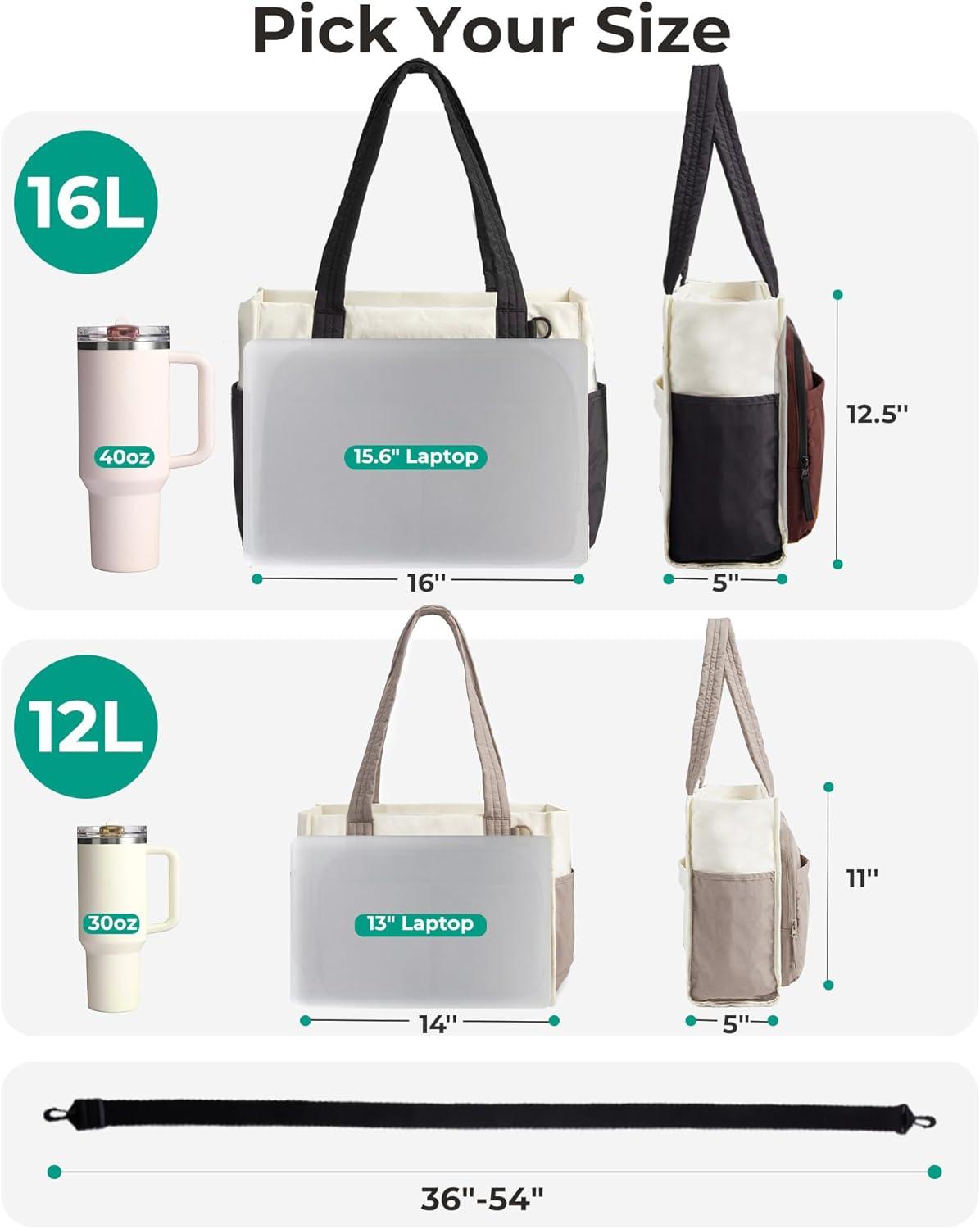 imageBAGSMART Tote Bag for Women Work Puffy Travel Tote Handbag Gift for Teacher amp Nurse Medium13 laptop w 30oz cup holder Large156 laptop w 40oz cup holder For campus work travel everydayEdark Pink