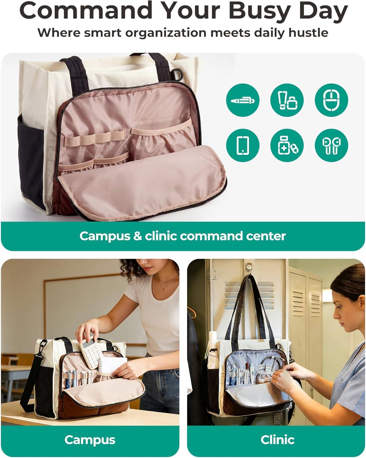 imageBAGSMART Tote Bag for Women Work Puffy Travel Tote Handbag Gift for Teacher amp Nurse Medium13 laptop w 30oz cup holder Large156 laptop w 40oz cup holder For campus work travel everydayHmocha Brown