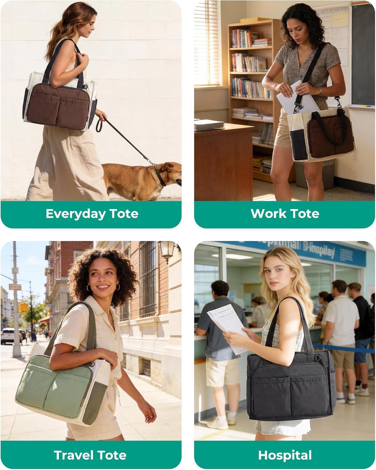 imageBAGSMART Tote Bag for Women Work Puffy Travel Tote Handbag Gift for Teacher amp Nurse Medium13 laptop w 30oz cup holder Large156 laptop w 40oz cup holder For campus work travel everydayFjet Black