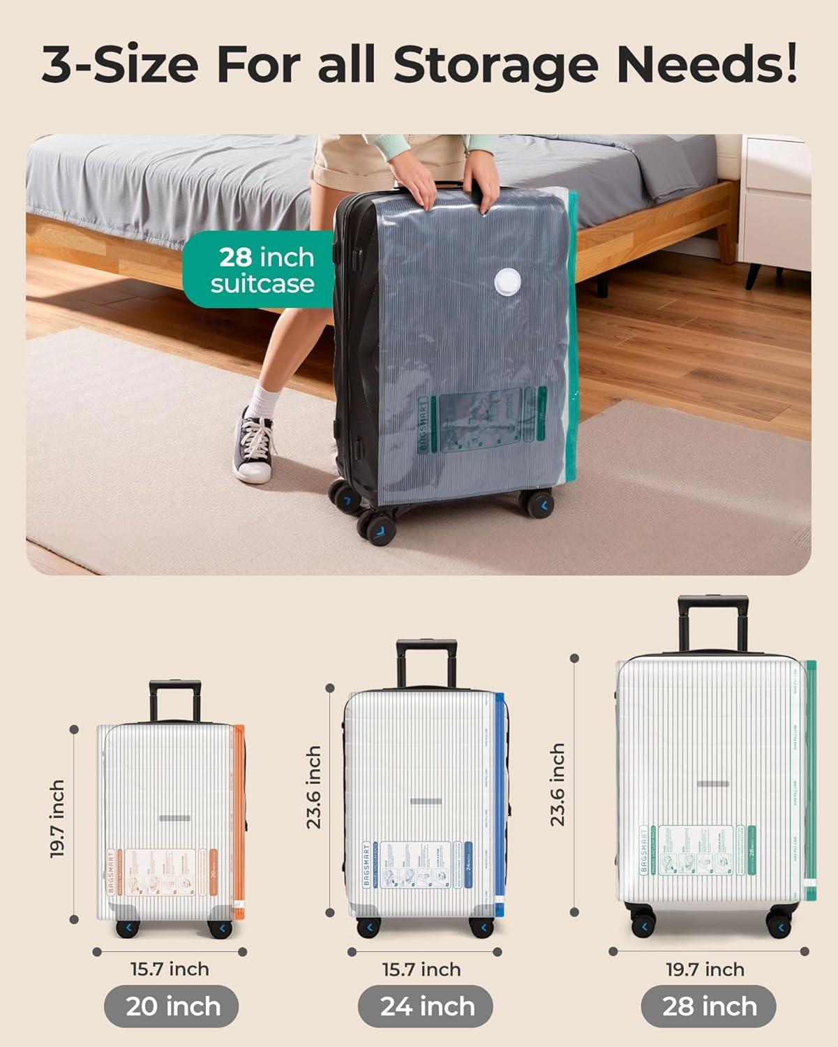 imageBAGSMART Vacuum Storage Bags for Travel with Rechargeable Air Pump Portable Space Saver Bags for Travel amp Home Vacuum Compression Seal Bag for Clothing Blanket 18 Pack Khaki BrownMulticolor