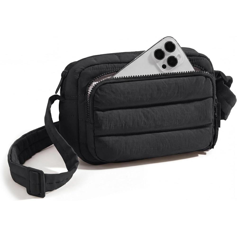 imageBAGSMART Crossbody Bags for Women Puffer Crossbody Purses for Women with RFID Blocking Slots Handbags Wallet Small PurseBlack