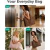 BAGSMART Corduroy Tote Bag for Women Work/Travel, Teacher Nurse Bible Church Hobo | 12L fits 14″ laptop, w/ 40oz cup holder, 5L fits Kindle, w/ cossbody strap, For work, campus, travel, everyday(Mocha Brown)