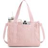 BAGSMART Corduroy Tote Bag for Women Work/Travel, Teacher Nurse Bible Church Hobo | 12L fits 14″ laptop, w/ 40oz cup holder, 5L fits Kindle, w/ cossbody strap, For work, campus, travel, everyday(Candy Pink)