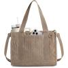 BAGSMART Corduroy Tote Bag for Women Work/Travel, Teacher Nurse Bible Church Hobo | 12L fits 14″ laptop, w/ 40oz cup holder, 5L fits Kindle, w/ cossbody strap, For work, campus, travel, everyday(Camel)