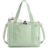BAGSMART Corduroy Tote Bag for Women Work/Travel, Teacher Nurse Bible Church Hobo | 12L fits 14″ laptop, w/ 40oz cup holder, 5L fits Kindle, w/ cossbody strap, For work, campus, travel, everyday(Light Green)