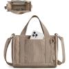 BAGSMART Corduroy Tote Bag for Women Work/Travel, Teacher Nurse Bible Church Hobo | 12L fits 14″ laptop, w/ 40oz cup holder, 5L fits Kindle, w/ cossbody strap, For work, campus, travel, everyday(A-camel)