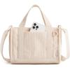 BAGSMART Corduroy Tote Bag for Women Work/Travel, Teacher Nurse Bible Church Hobo | 12L fits 14″ laptop, w/ 40oz cup holder, 5L fits Kindle, w/ cossbody strap, For work, campus, travel, everyday(Beige)