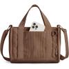 BAGSMART Corduroy Tote Bag for Women Work/Travel, Teacher Nurse Bible Church Hobo | 12L fits 14″ laptop, w/ 40oz cup holder, 5L fits Kindle, w/ cossbody strap, For work, campus, travel, everyday(Dark Brown)