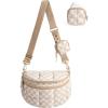 BAGSMART Small Crossbody Bags for Women，Puffer Cute Bum Bag with Pouch, Quilted Purse for Daily Travel College, Camel | 4.6L compact size, small yet spacious, structured bum bag, 2-in-1 set(Checkered)