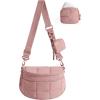 BAGSMART Small Crossbody Bags for Women，Puffer Cute Bum Bag with Pouch, Quilted Purse for Daily Travel College, Camel | 4.6L compact size, small yet spacious, structured bum bag, 2-in-1 set(Coral)