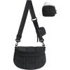 BAGSMART Small Crossbody Bags for Women，Puffer Cute Bum Bag with Pouch, Quilted Purse for Daily Travel College, Camel | 4.6L compact size, small yet spacious, structured bum bag, 2-in-1 set(Black)