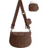 BAGSMART Small Crossbody Bags for Women，Puffer Cute Bum Bag with Pouch, Quilted Purse for Daily Travel College, Camel | 4.6L compact size, small yet spacious, structured bum bag, 2-in-1 set(Chocolate)