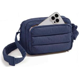BAGSMART Crossbody Bags for Women, Puffer Crossbody Purses for Women with RFID Blocking Slots, Handbags Wallet Small Purse(Navy Blue)