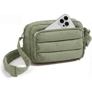 BAGSMART Crossbody Bags for Women, Puffer Crossbody Purses for Women with RFID Blocking Slots, Handbags Wallet Small Purse(Olive Green)