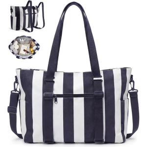 BAGSMART Large Beach Bag for Women, Oversize Tote Bag for Travel/Pool/Summer | 3-Ways to Carry, Cruise Essentials, Family Picnic, Extra-large mom bag, Sandproof, zip open, Womens summer gifts(Nautical Stripe)