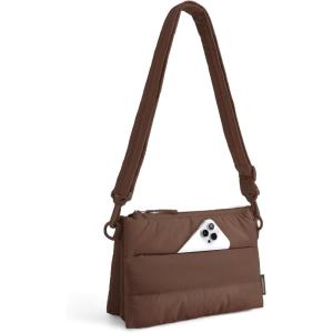 BAGSMART Cross Body Purse, Medium Crossbody Bags for Women Travel Purse, 4.3L Puffy Handbag Wallet with RFID Blocking Slots(Dark Brown)