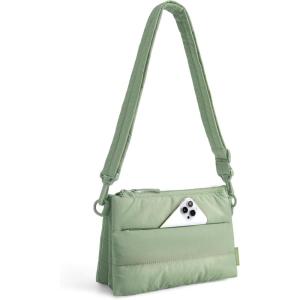 BAGSMART Cross Body Purse, Medium Crossbody Bags for Women Travel Purse, 4.3L Puffy Handbag Wallet with RFID Blocking Slots(Green)