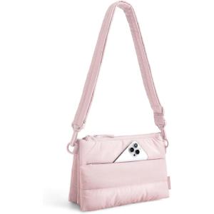 BAGSMART Cross Body Purse, Medium Crossbody Bags for Women Travel Purse, 4.3L Puffy Handbag Wallet with RFID Blocking Slots(Pink)