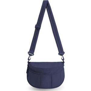 BAGSMART Cross Body Purse, Medium Crossbody Bags for Women Travel Purse, Quilted Puffer Bum Bag Handbag Wallet with Pockets(Navy Blue)