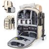 BAGSMART Professional Camera Backpack for DSLRs, Protective Camera Bag with Tripod Holder, Rain Cover & 17″ Laptop Compartment, Drone Backpack, Beige(Beige)