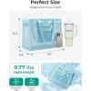 BAGSMART Mesh Beach Bag with Zipper Pocket, Large Beach Tote Bags for Women | for 40 oz Bottle, Removable Ribbon Bow, Sandproof & Washable, Cruise Essentials, for Swim, Pool, Gym, Vacation, Travel Bag(Baby Blue)