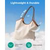 BAGSMRT Corduroy Tote Bag for Women with PU Leather Handles, Casual Shoulder Bag with Zipper Handbag for Travel Work(Tan Brown)
