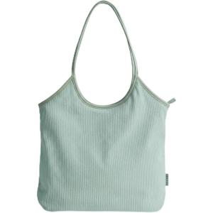 BAGSMRT Corduroy Tote Bag for Women with PU Leather Handles, Casual Shoulder Bag with Zipper Handbag for Travel Work(Forest Green)