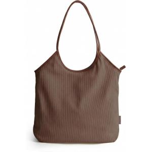 BAGSMRT Corduroy Tote Bag for Women with PU Leather Handles, Casual Shoulder Bag with Zipper Handbag for Travel Work(Tan Brown)