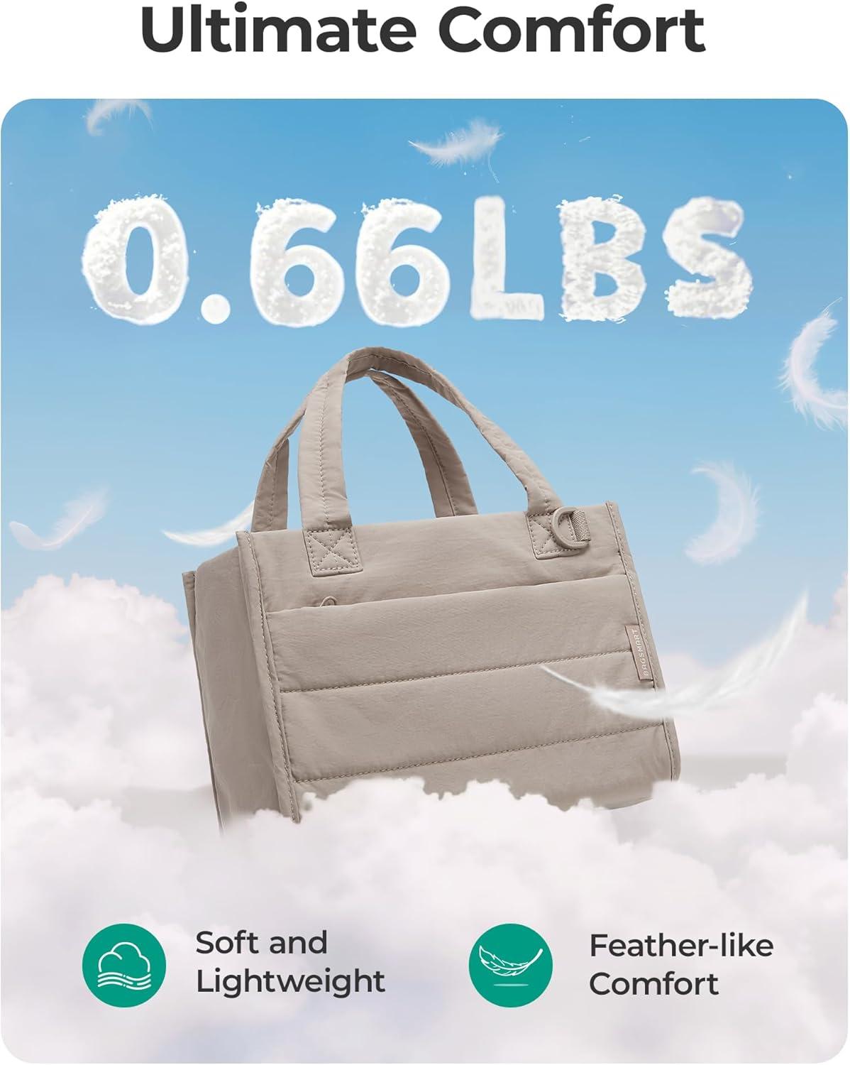 imageBAGSMART Small Tote Bag for Women Puffer Quilted Work Tote Bag Zipper Closure for Work Travel College Small amp mini tote Lightweight 2 sizes crossbody bag 14 laptop bag crossbody bag teacher bag6lblush Pink