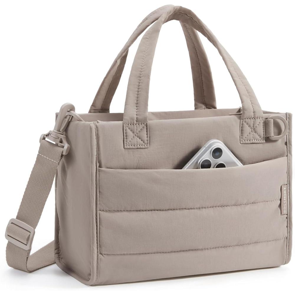 imageBAGSMART Small Tote Bag for Women Puffer Quilted Work Tote Bag Zipper Closure for Work Travel College Small amp mini tote Lightweight 2 sizes crossbody bag 14 laptop bag crossbody bag teacher bag6ldesert