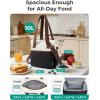 BAGSMART Double Deck Lunch Bag Women, Insulated Reusable Lunch Box, Quilted Puffer Lunch Tote with Shoulder Strap, Durable Large Lunch Cooler For Work Picnic Travel Meal Prep Flight, Camel(Beige + Black)