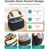 BAGSMART Double Deck Lunch Bag Women, Insulated Reusable Lunch Box, Quilted Puffer Lunch Tote with Shoulder Strap, Durable Large Lunch Cooler For Work Picnic Travel Meal Prep Flight, Camel(Beige + Black)