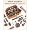 BAGSMART Hair Tool Organizer Travel Bag Compatible with Dyson Airwrap, Shark Hair Dryer, Wide-open Accessories Organizer with Heat Resistant Mat, Makeup Bag for Dyson Attachments, Curling Iron, Brown(Brown（Leather）)