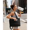 BAGSMART Small Tote Bag for Women, Puffer Quilted Work Tote Bag, Zipper Closure for Work Travel College | Small & mini tote, Lightweight 2 sizes, crossbody bag, 14‘’ laptop bag, crossbody bag, teacher bag(14l-black)