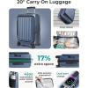 BAGSMART Top Opening Carry On Luggage 22x14x9 Airline Approved with TSA Lock, Expandable 20 Inch Deep Compartment Hard Shell Suitcases with Double Spinner Wheels, Purple(Blue)