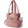BAGSMART Double Deck Lunch Bag Women, Insulated Reusable Lunch Box, Quilted Puffer Lunch Tote with Shoulder Strap, Durable Large Lunch Cooler For Work Picnic Travel Meal Prep Flight, Camel(Nude Pink)