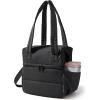 BAGSMART Double Deck Lunch Bag Women, Insulated Reusable Lunch Box, Quilted Puffer Lunch Tote with Shoulder Strap, Durable Large Lunch Cooler For Work Picnic Travel Meal Prep Flight, Camel(Black)