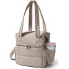 BAGSMART Double Deck Lunch Bag Women, Insulated Reusable Lunch Box, Quilted Puffer Lunch Tote with Shoulder Strap, Durable Large Lunch Cooler For Work Picnic Travel Meal Prep Flight, Camel(Camel)