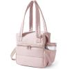 BAGSMART Double Deck Lunch Bag Women, Insulated Reusable Lunch Box, Quilted Puffer Lunch Tote with Shoulder Strap, Durable Large Lunch Cooler For Work Picnic Travel Meal Prep Flight, Camel(Pink)