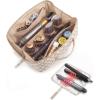 BAGSMART Hair Tool Organizer Travel Bag Compatible with Dyson Airwrap, Shark Hair Dryer, Wide-open Accessories Organizer with Heat Resistant Mat, Makeup Bag for Dyson Attachments, Curling Iron, Brown(Khaki Brown Checkered Print)