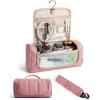 BAGSMART Hair Tool Organizer Travel Bag Compatible with Dyson Airwrap,Shark Hair Dryer, Wide-open Dyson Case with Heat Resistant Mat, Metal Hanging Hook for Long Barrel, Straighteners, Curling Iron(Dark Pink)