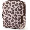BAGSMART Small Travel Makeup Bag for Purse Toiletry Pouch, Puffy Padded Mini Cosmetics Bag, Cute Make Up Pouch for Women with Slip-in Pocket, Travel Essentials for Toiletries, Baby Pink(08-Leopard)