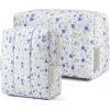 BAGSMART Small Travel Makeup Bag for Purse Toiletry Pouch, Puffy Padded Mini Cosmetics Bag, Cute Make Up Pouch for Women with Slip-in Pocket, Travel Essentials for Toiletries, Baby Pink(18-Blue Ditsy Floral)