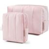 BAGSMART Small Travel Makeup Bag for Purse Toiletry Pouch, Puffy Padded Mini Cosmetics Bag, Cute Make Up Pouch for Women with Slip-in Pocket, Travel Essentials for Toiletries, Baby Pink(12-Baby Pink)
