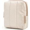 BAGSMART Small Travel Makeup Bag for Purse Toiletry Pouch, Puffy Padded Mini Cosmetics Bag, Cute Make Up Pouch for Women with Slip-in Pocket, Travel Essentials for Toiletries, Baby Pink(10-Khaki Strip)