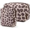 BAGSMART Small Travel Makeup Bag for Purse Toiletry Pouch, Puffy Padded Mini Cosmetics Bag, Cute Make Up Pouch for Women with Slip-in Pocket, Travel Essentials for Toiletries, Baby Pink(17-Leopard)