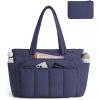 BAGSMART Tote Bag for Women, 2 Set Puffer Tote Bag with Zipper, Quilted Nurse Handbags for Work Travel College | 20L Capacity, 15.6” Laptop Bag, with Cosmetic Bag, Carry on Bag, Nurse Gym Bag(Navy)